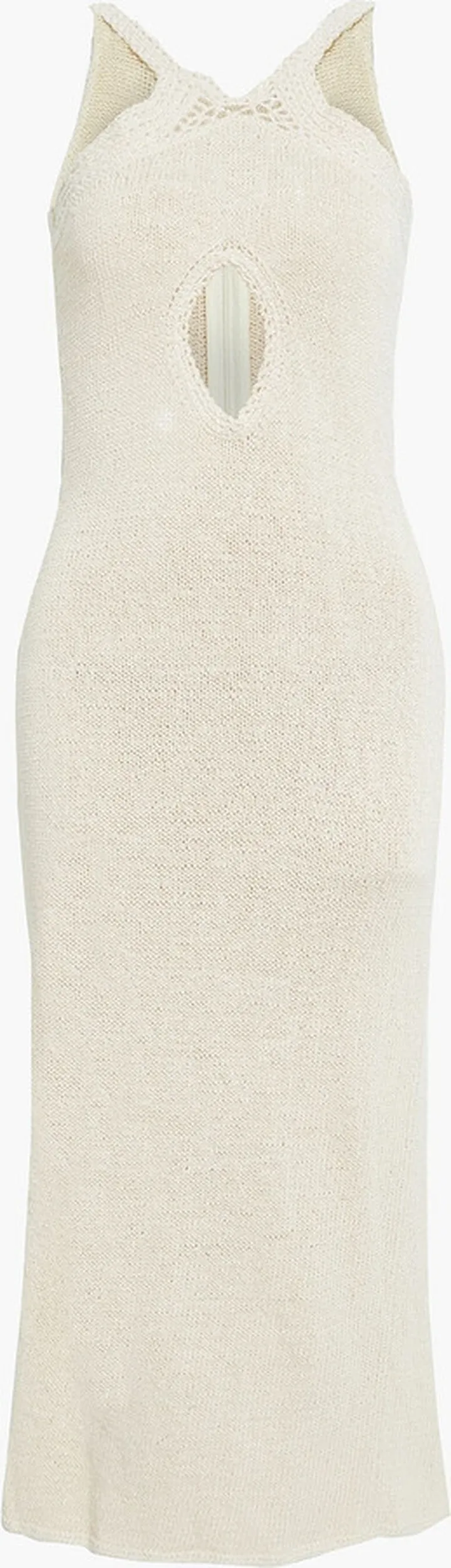 Crochet-trimmed cotton-blend midi dress