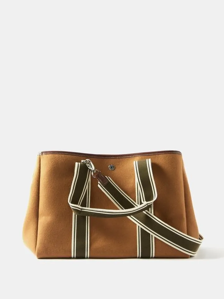 Traversee Medium Leather-trim Flannel Tote Bag