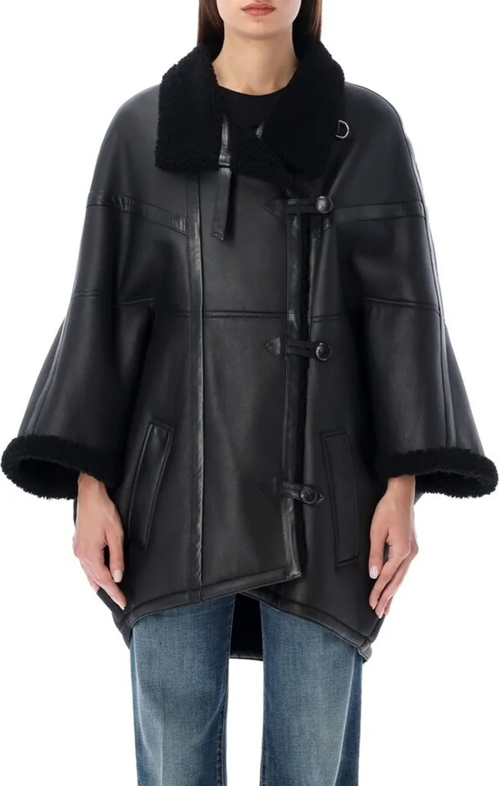 Saint Laurent Button Detailed Long-Sleeved Cape