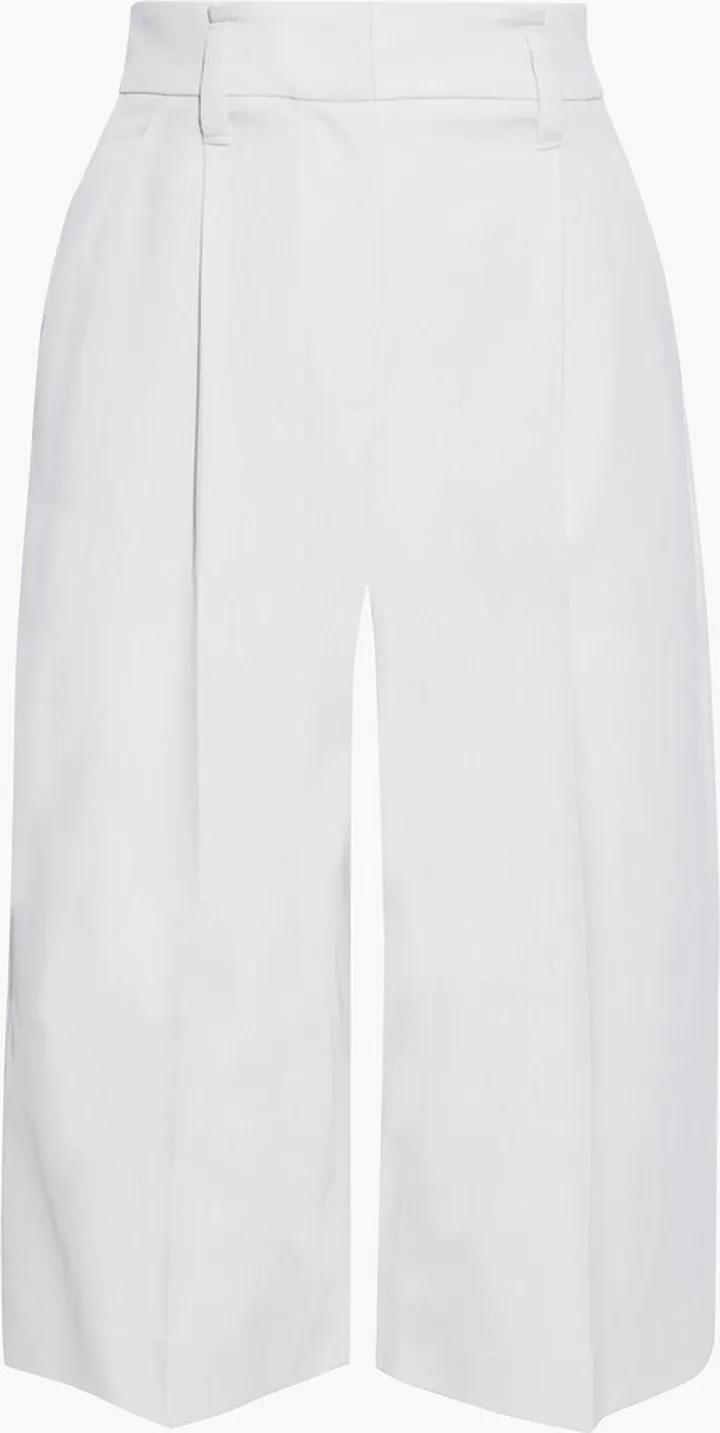 Cropped grain de poudre wool wide-leg pants