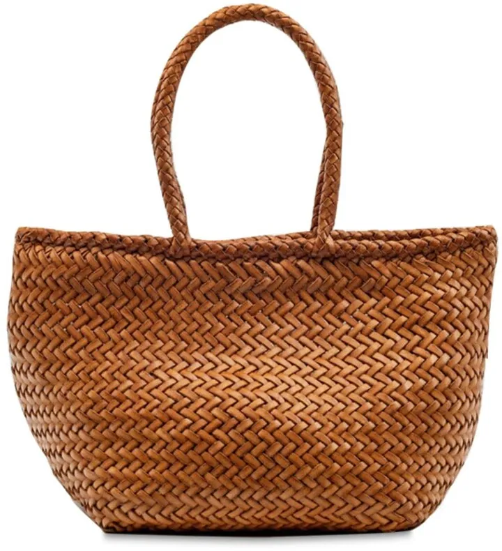 Grace Small woven leather basket bag