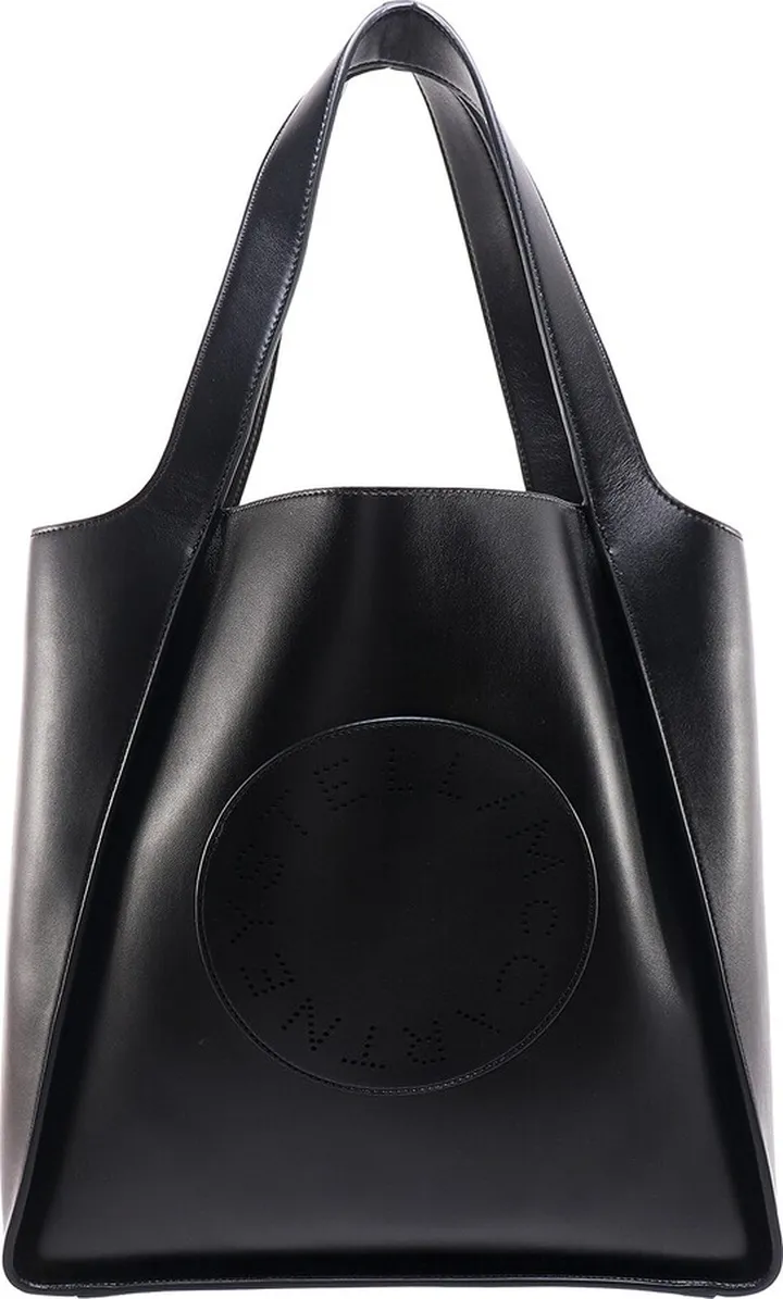 Vegan leather hanbag with perforated logo