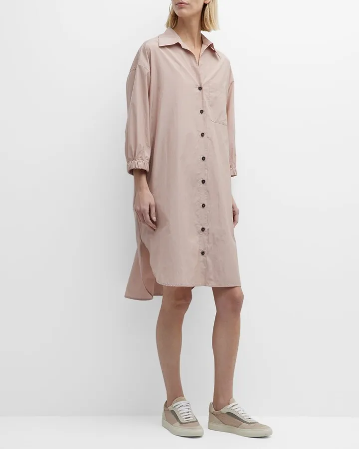 High-Low Poplin Shirtdress