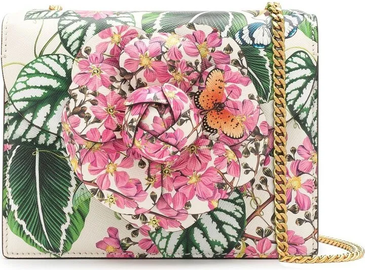 Flower-Applique Detail Crossbody Bag