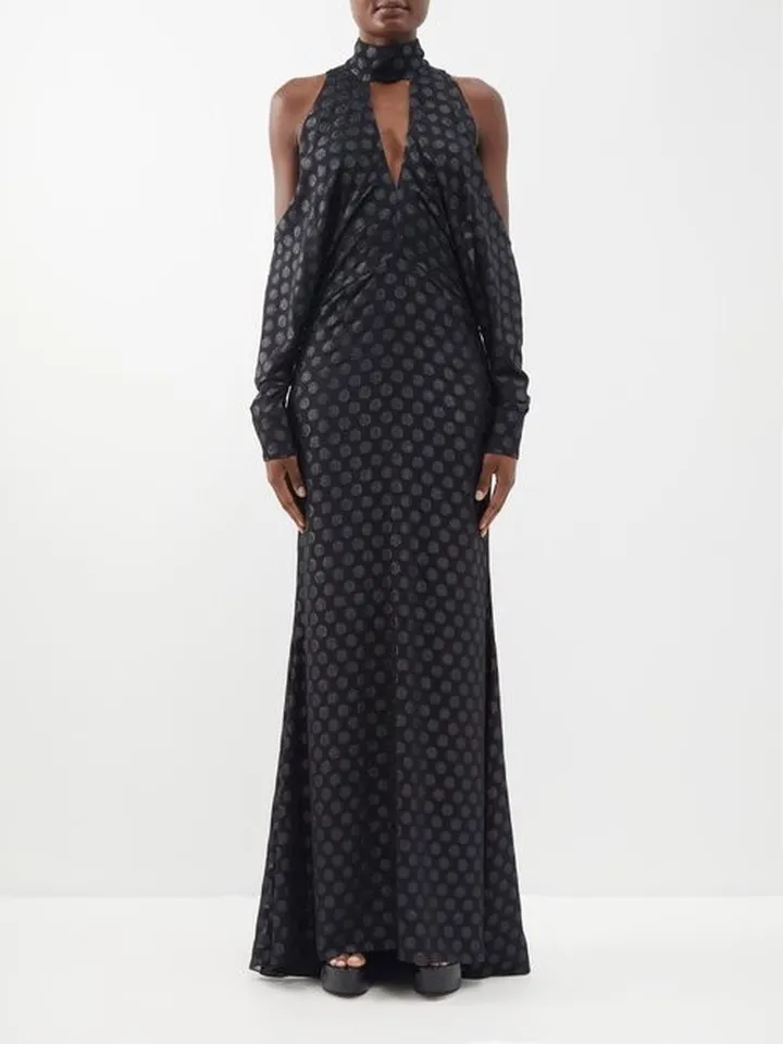 Cutout Polka-dot Gown