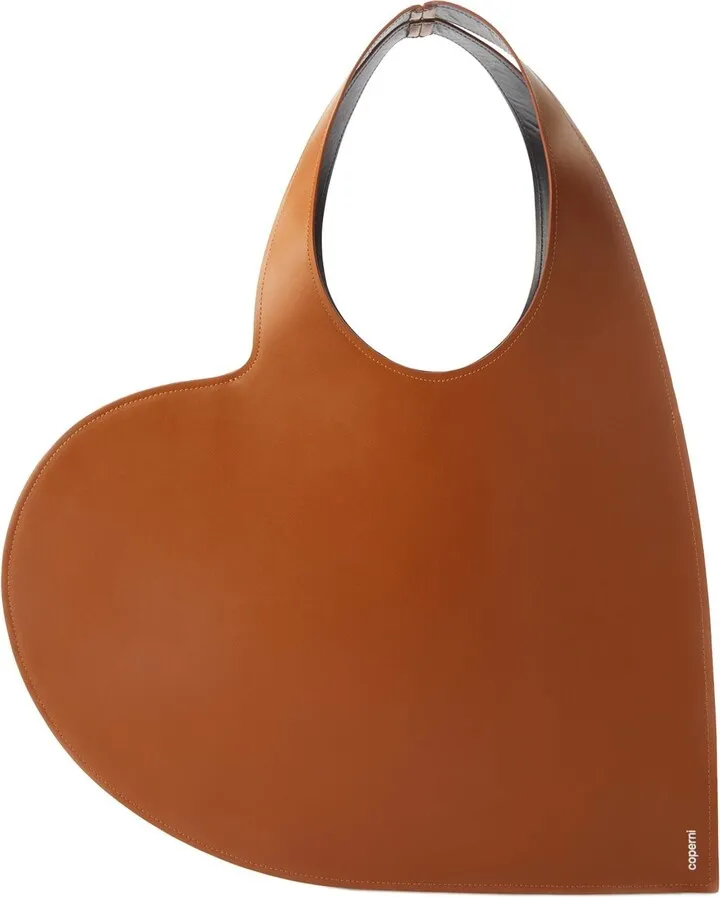Heart leather tote bag
