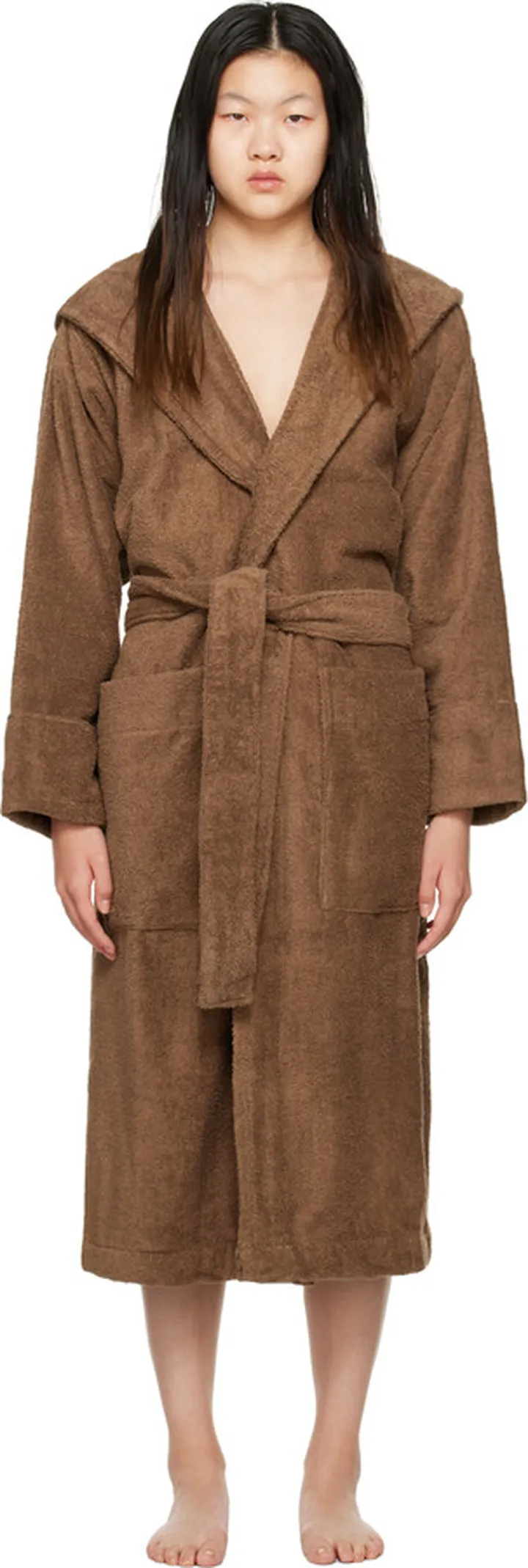Tekla Brown Oversized Hooded Bathrobe