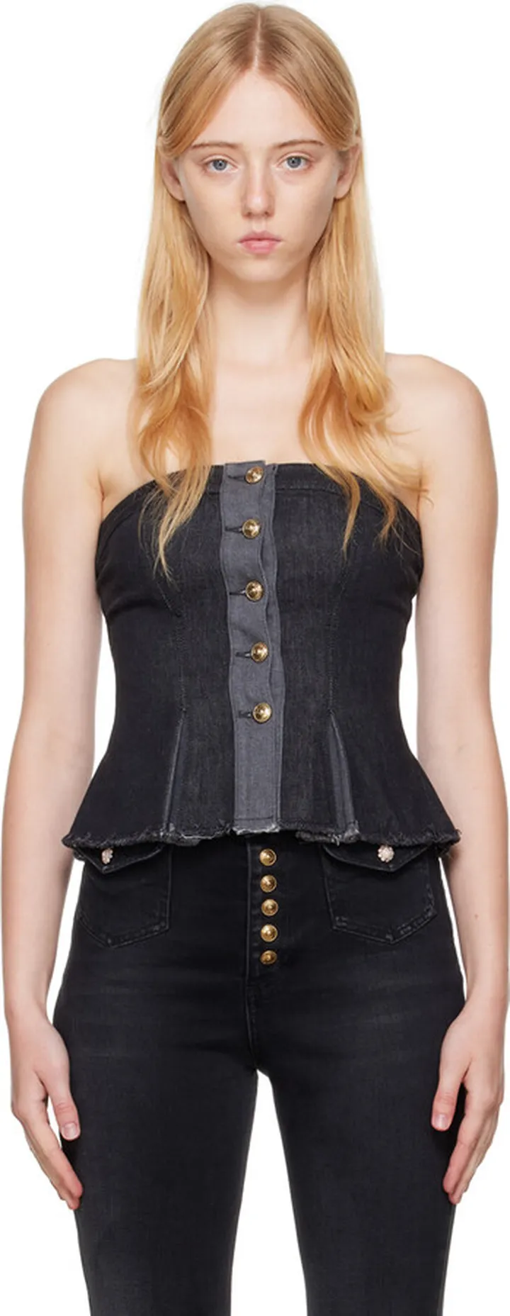 Versace Jeans Couture Black Buttoned Camisole