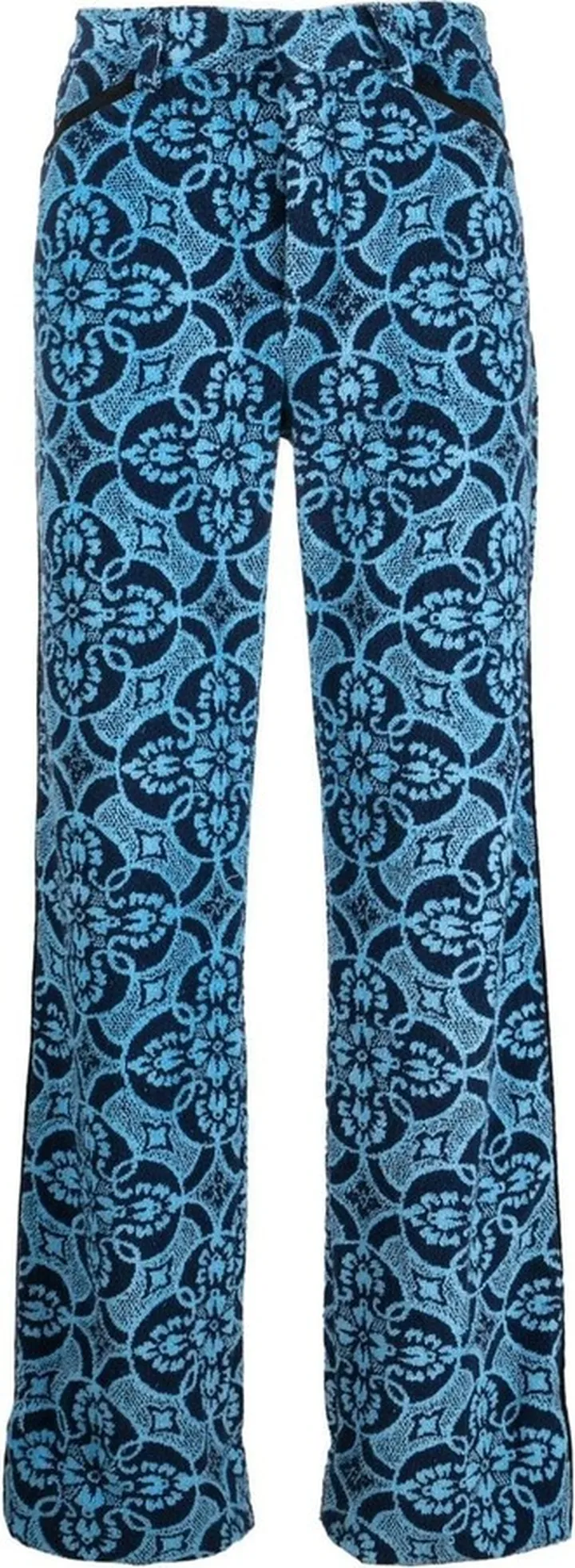 Graphic-Print Straight-Leg Cotton Trousers