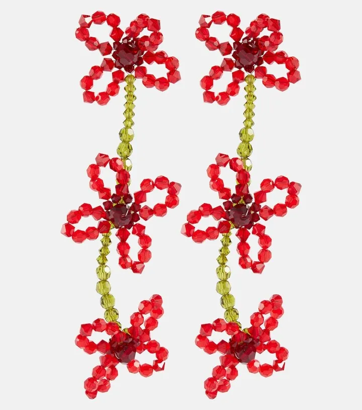 Floral crystal drop earrings