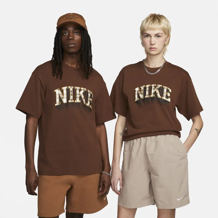 Nike Unisex Plaid Logo T-Shirt in Brown