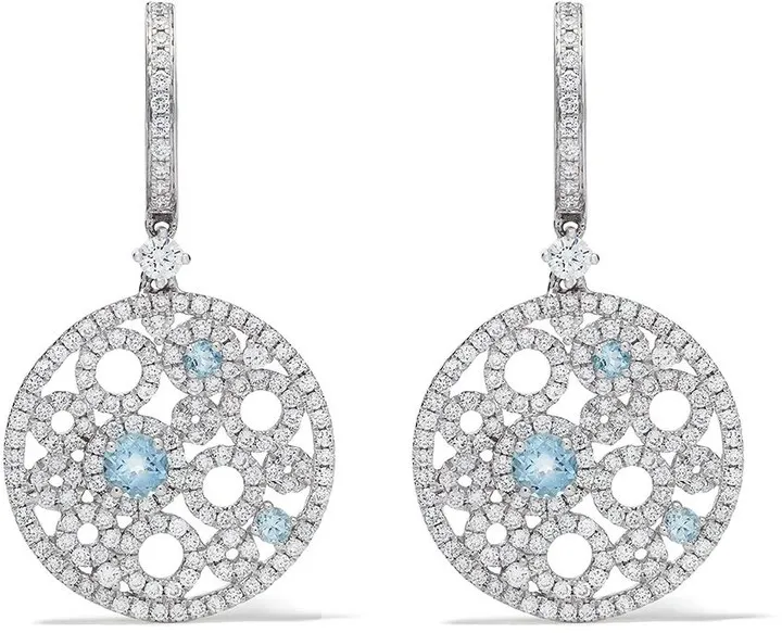 18kt white gold Bubbles round-cut blue topaz and diamond earrings