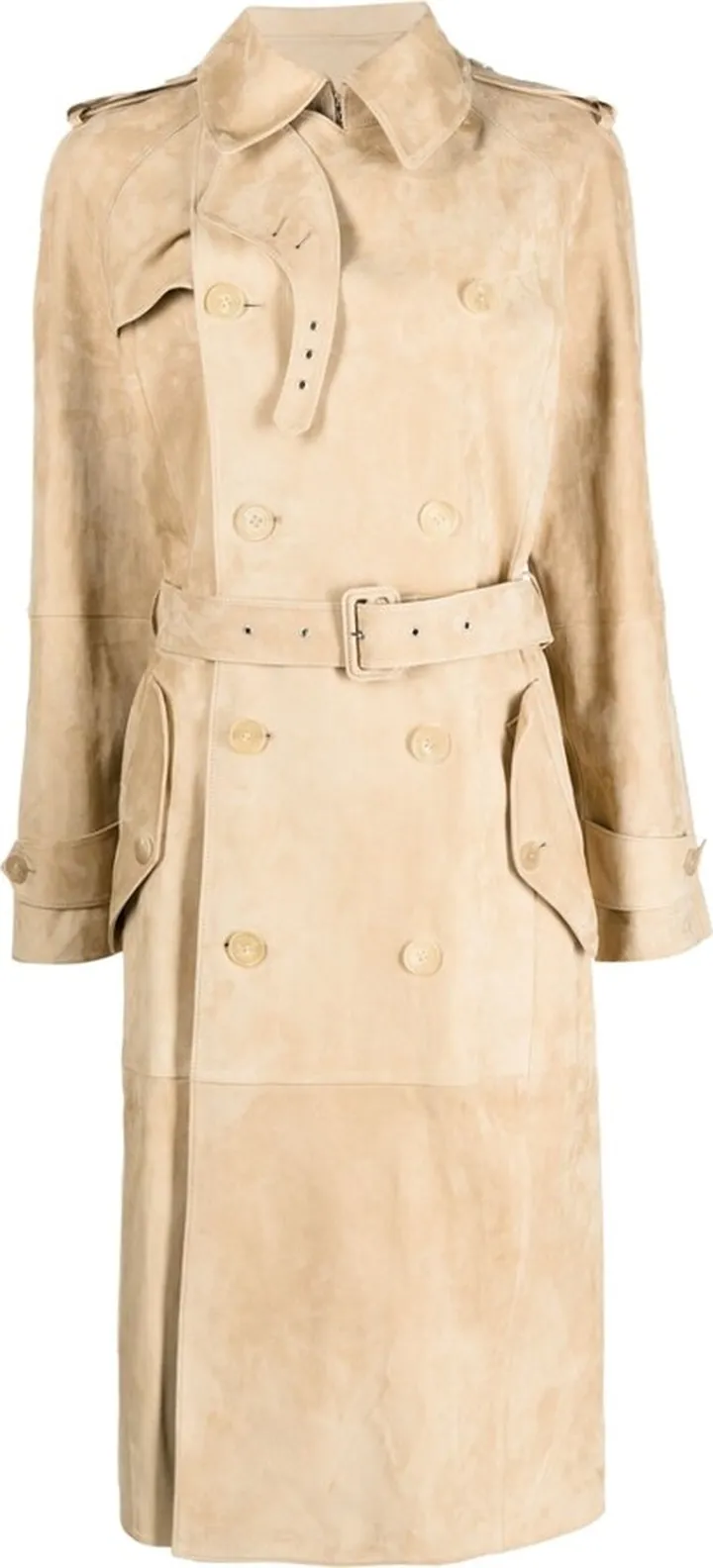 Suede-Finish Trench Coat