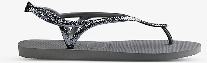 Womens Steel Grey Luna Premium II Glitter Rubber Flip-flops
