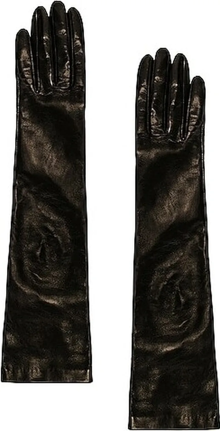 Bottega Veneta Midi Nappa Gloves in Black