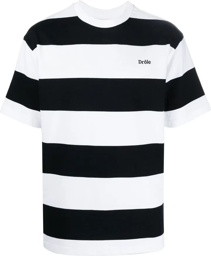 logo-embroidered striped T-shirt