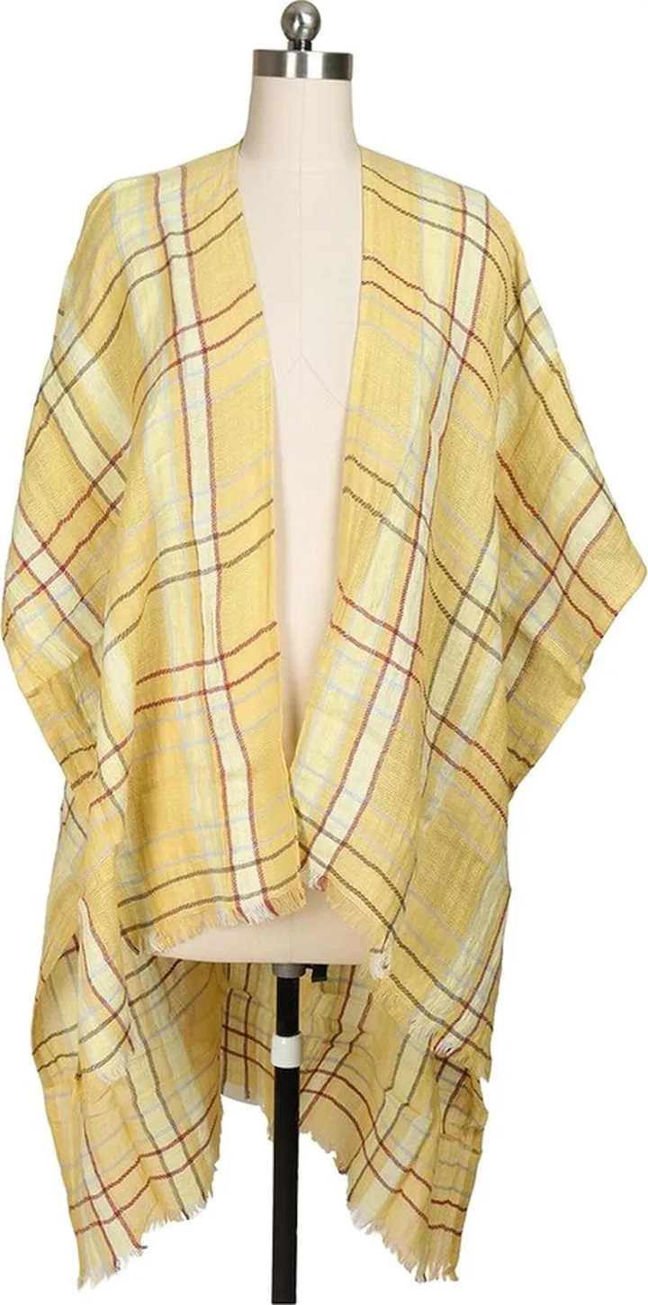 Saachi Reverie Plaid Linen-Blend Kimono