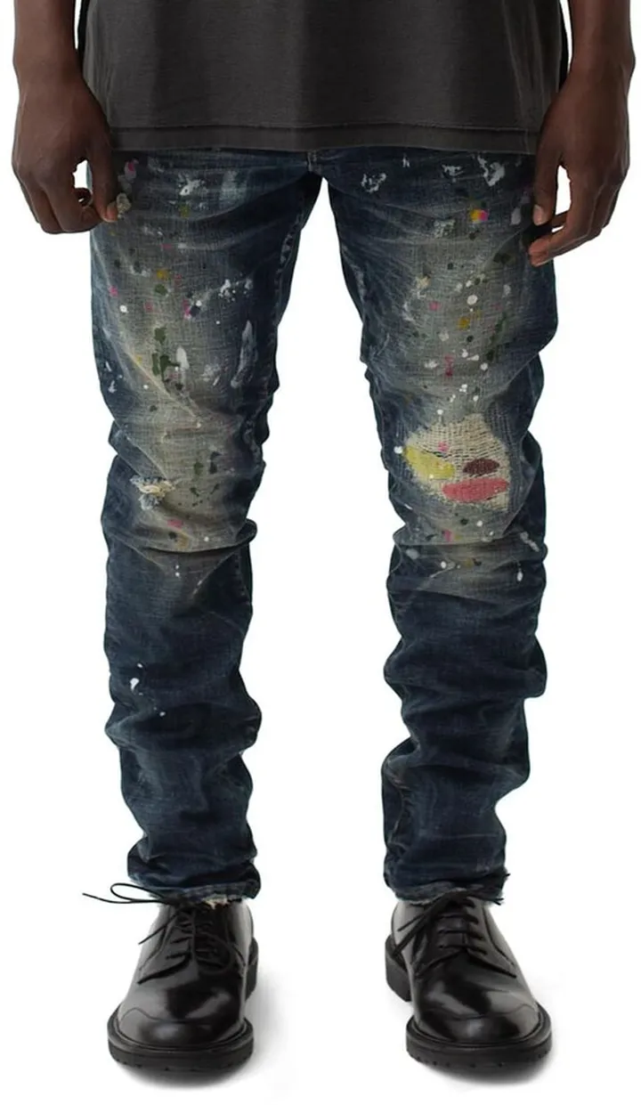 Men's Multicolor Repair Paint Splatter Jeans