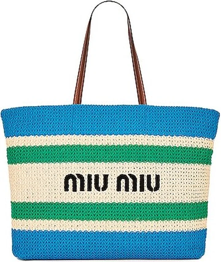Miu Miu Large Logo Tote Bag in Blue