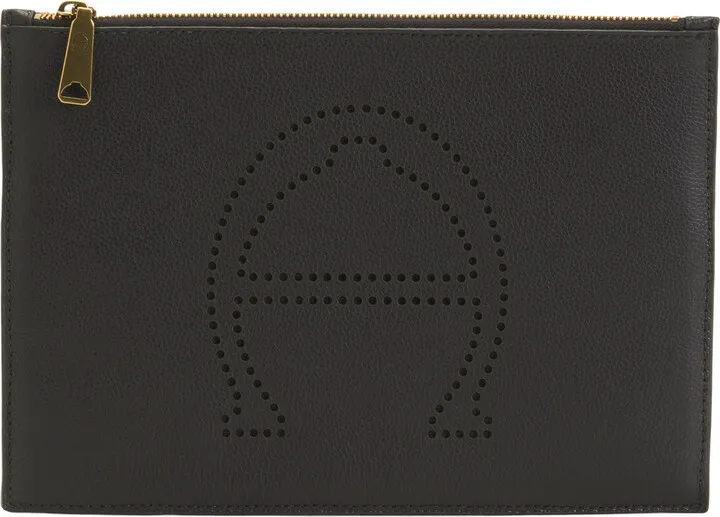 Stella Leather Boxed Large Multi Zip Pouch With Perforated Logo