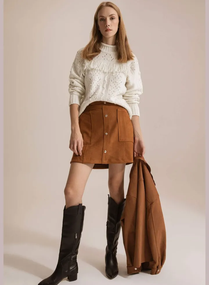 Woman A Line Knitted Skirt