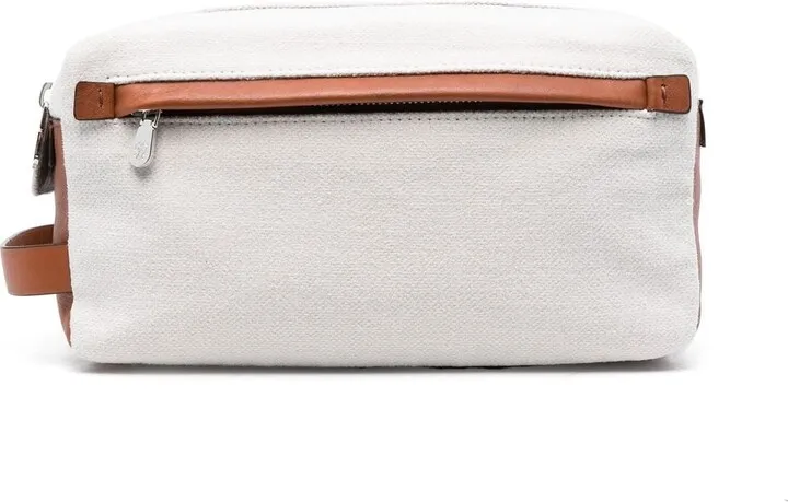Leather-Trimmed Wash Bag