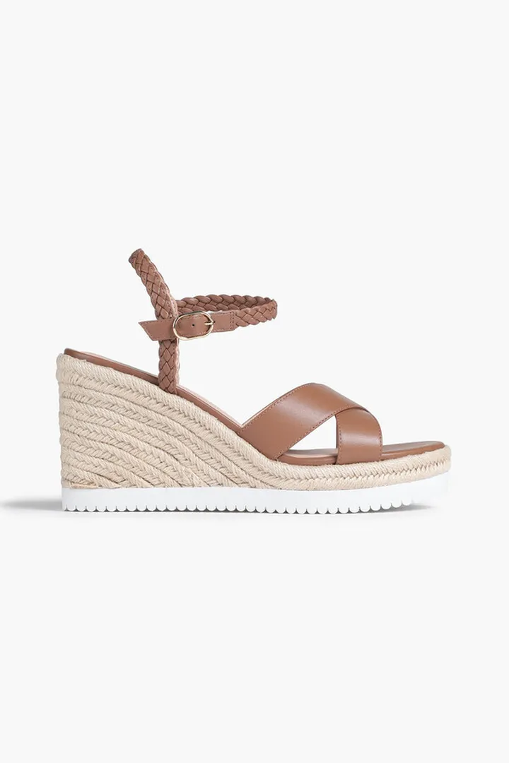 Mykonos leather wedge espadrille sandals