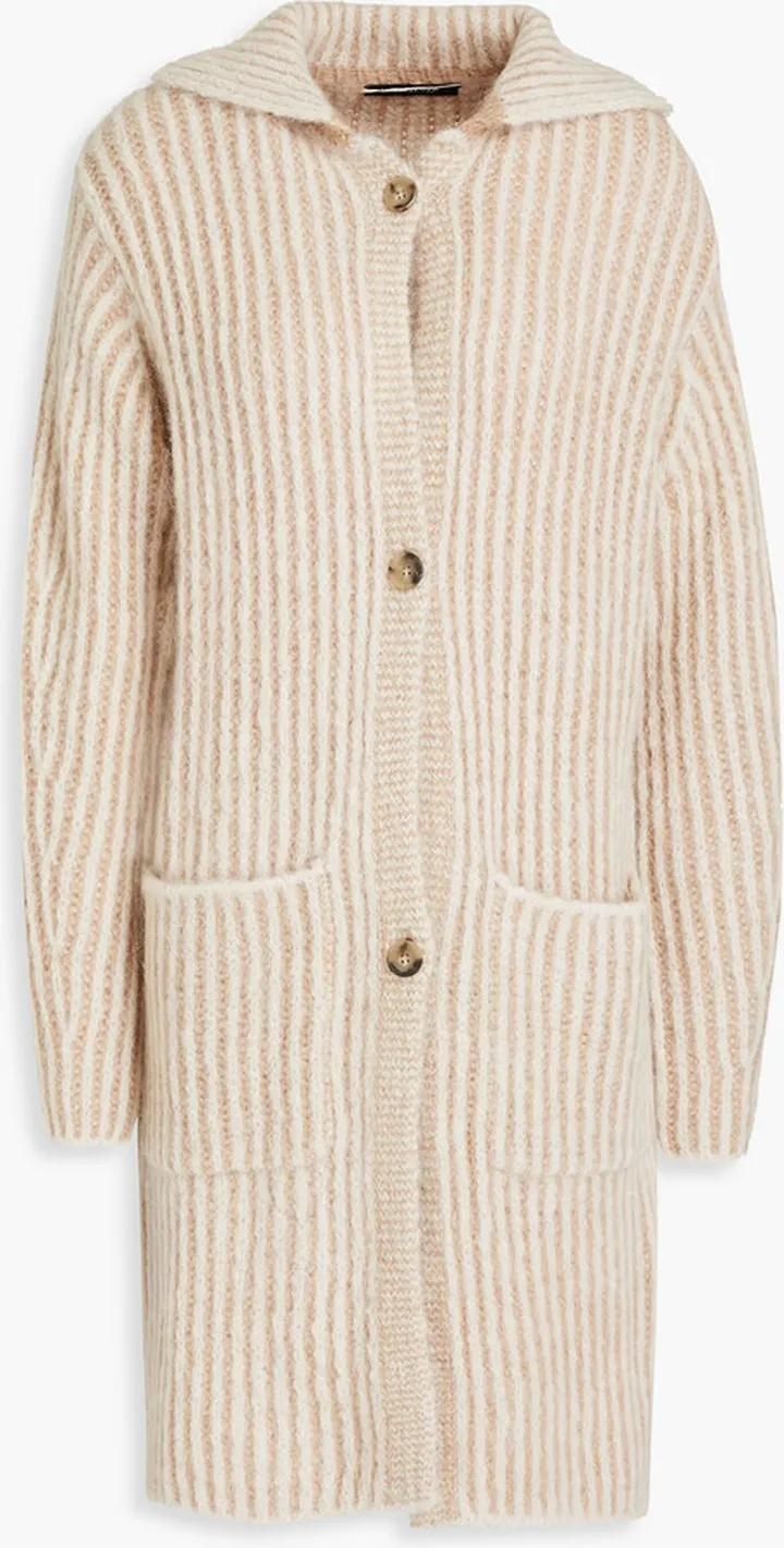Brushed ribbed alpaca-blend cardigan