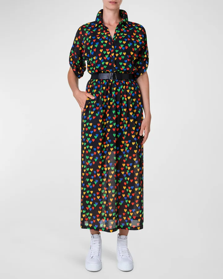 Poplin Hearts Printed Midi Dress