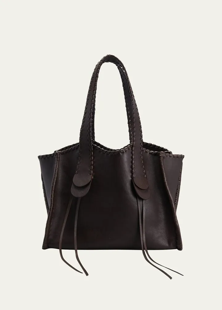 Mony Large Whipstitch Leather Tote Bag