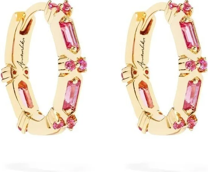 18kt Yellow Gold Sapphire Hoop Earrings