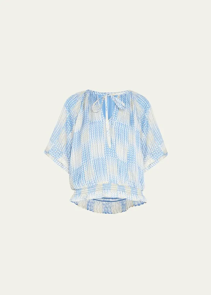 Elise Printed Puff-Sleeve Top