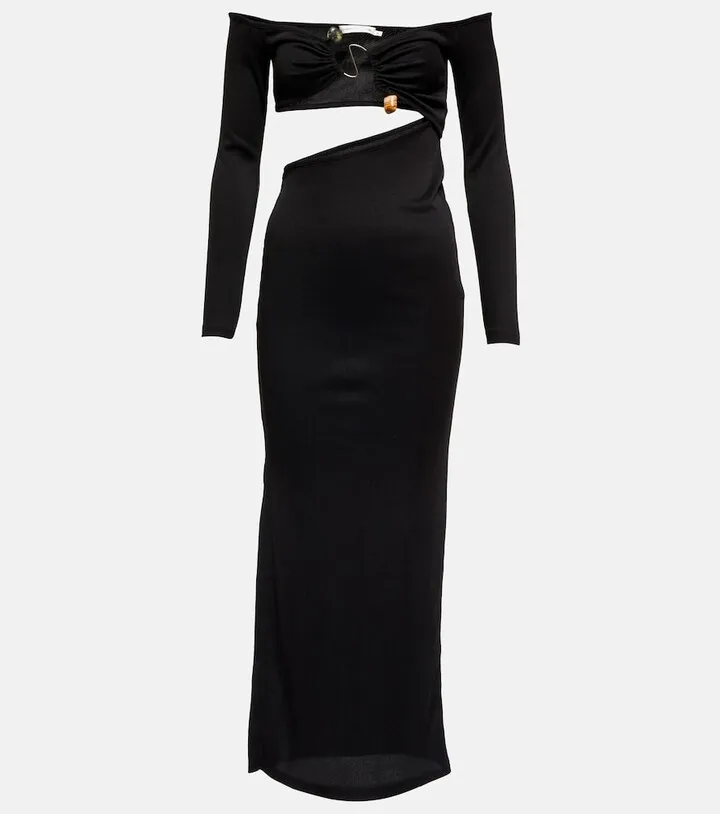 Ring-detail cutout midi dress