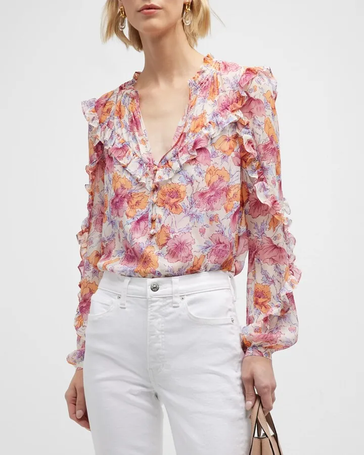 Abra Floral Ruffle Blouse