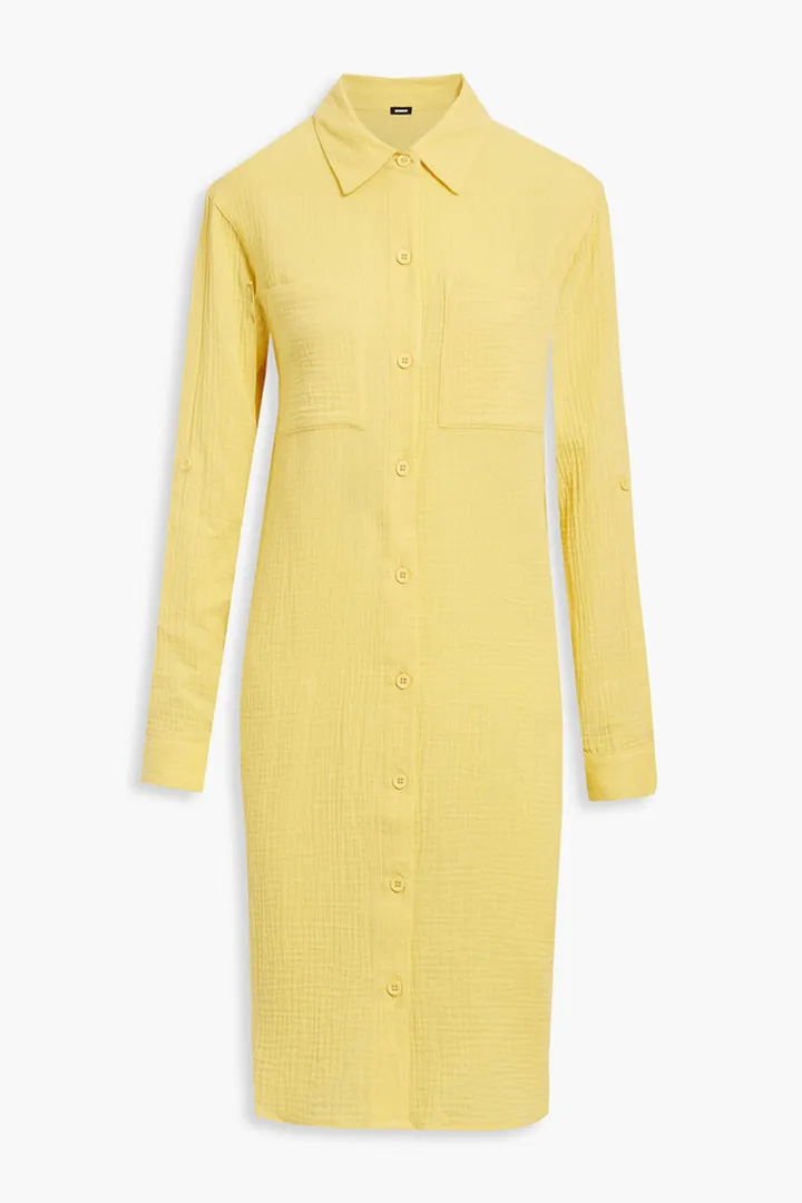 Crinkled cotton-gauze shirt dress