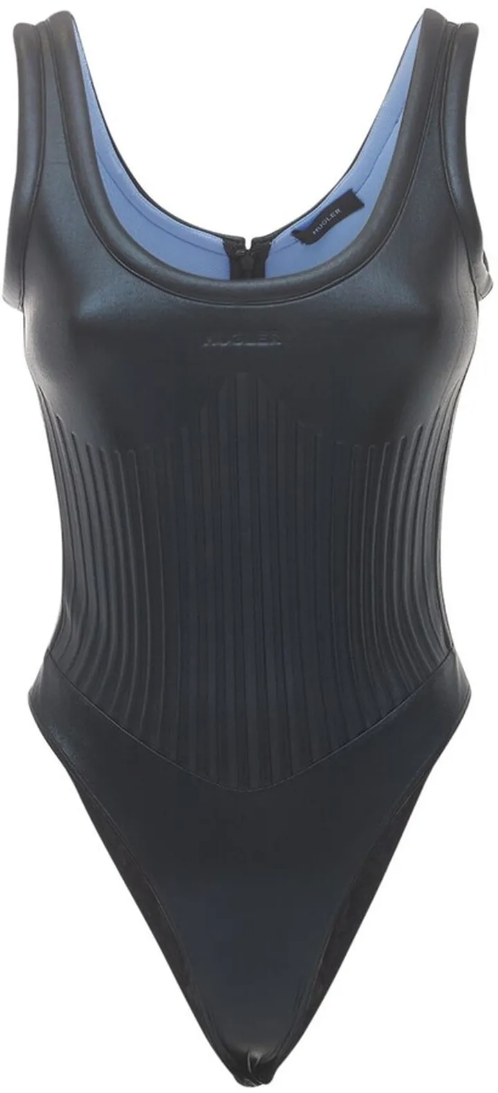 Embossed shiny stretch jersey bodysuit