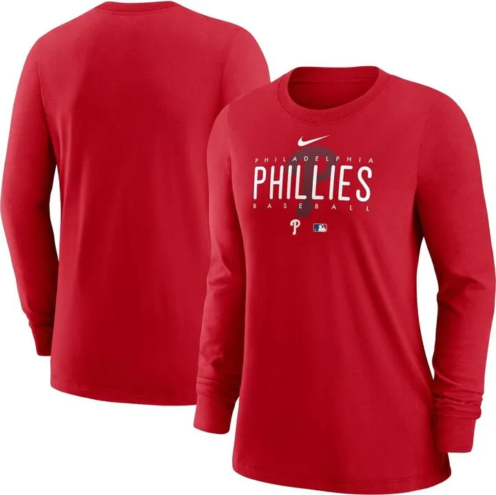 Women's Nike Red Philadelphia Phillies Authentic Collection Legend Performance Long Sleeve T-shirt