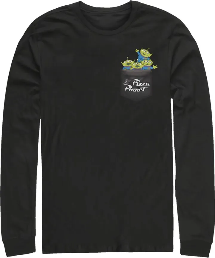 Men's Toy Story Pocket Full of Aliens Long Sleeve Shirt - Black - X Large