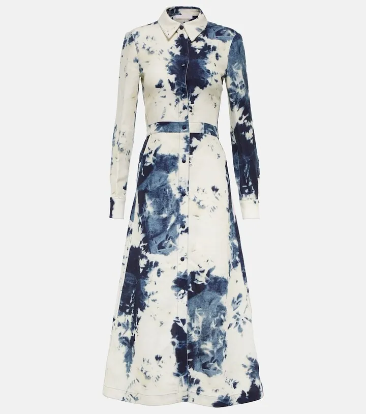 Tie-dye linen shirt dress