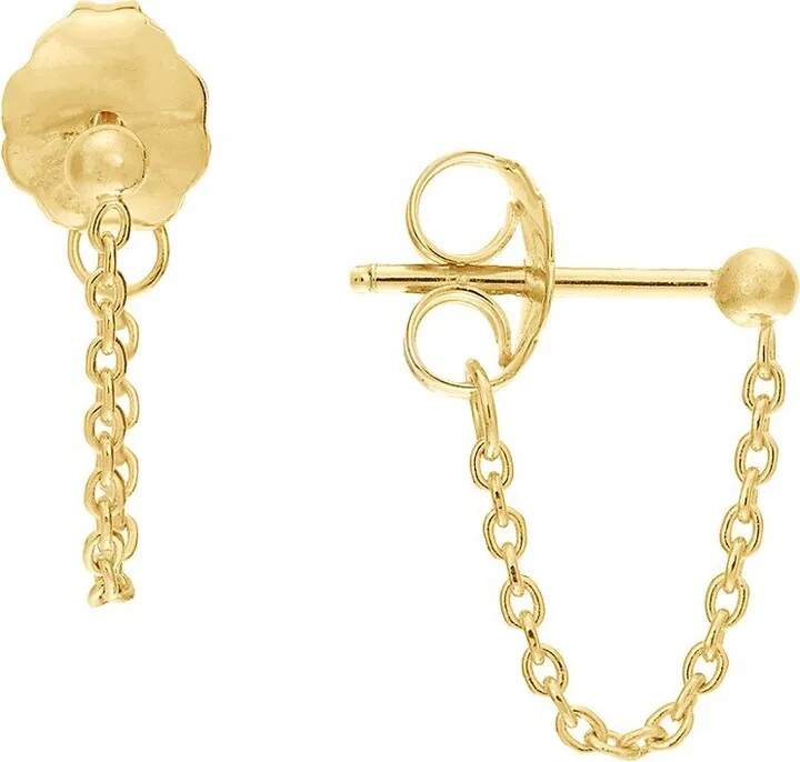 14K Yellow Gold Cable Chain Drop Earrings