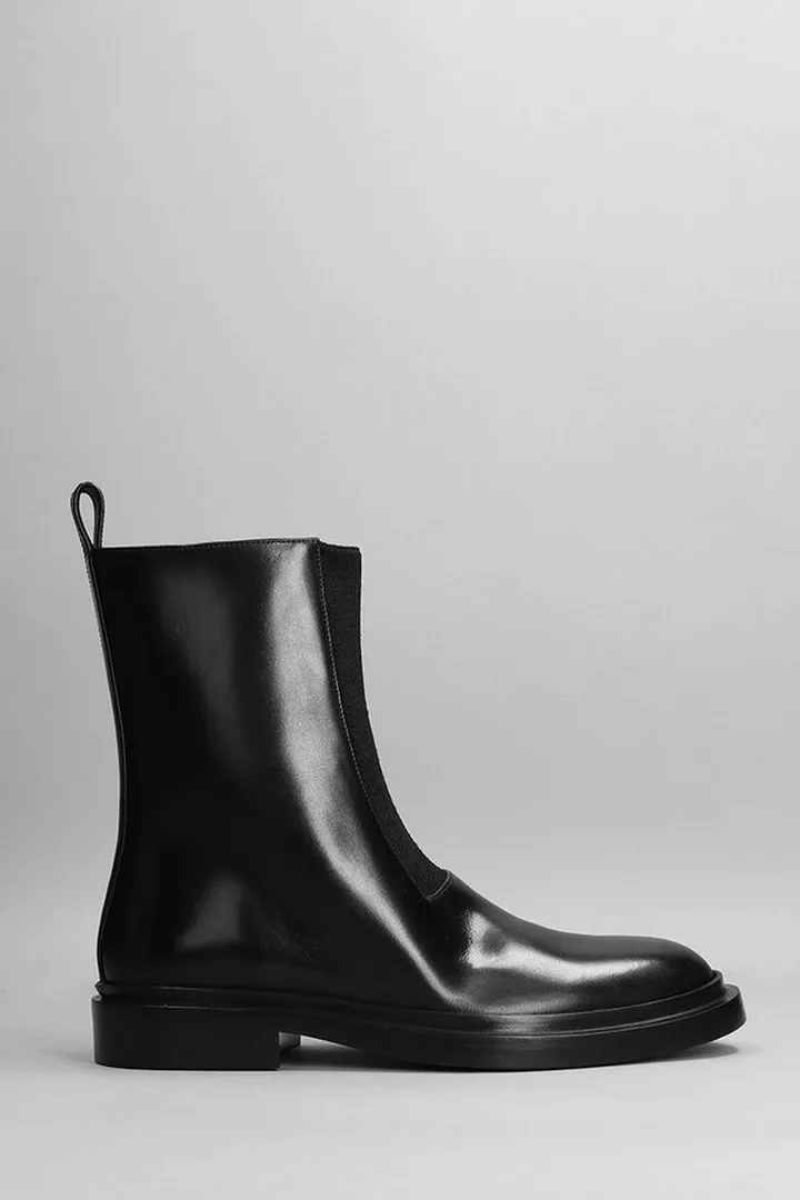 Combat Boots In Black Leather