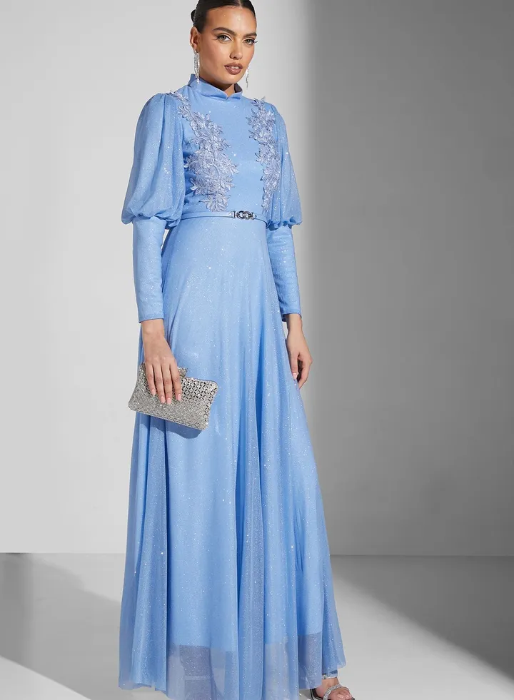 Embellished Detail Shimmer Dress