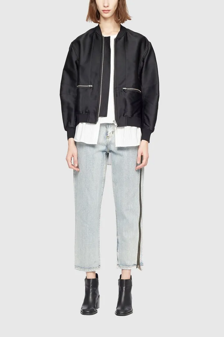 Layered Bomber Jacket in black