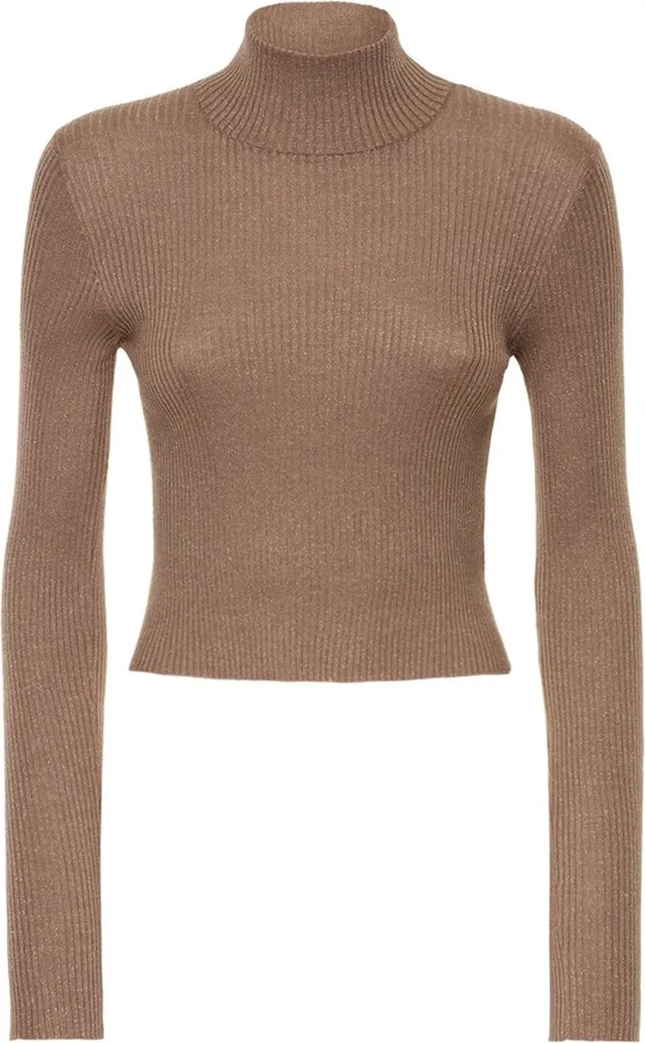 Cashmere blend rib knit crop top