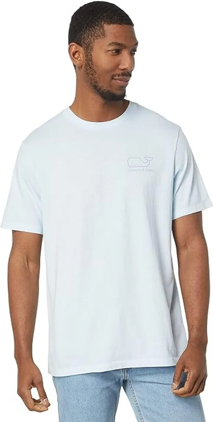 Vineyard Vines Garment Dyed Vintage Whale Short Sleeve Tee (Ice Water) Men's Clothing