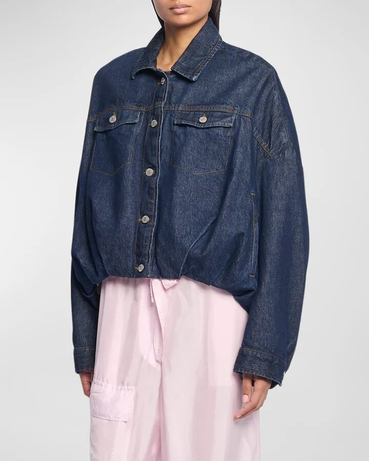 Vesto Gathered Denim Short Jacket