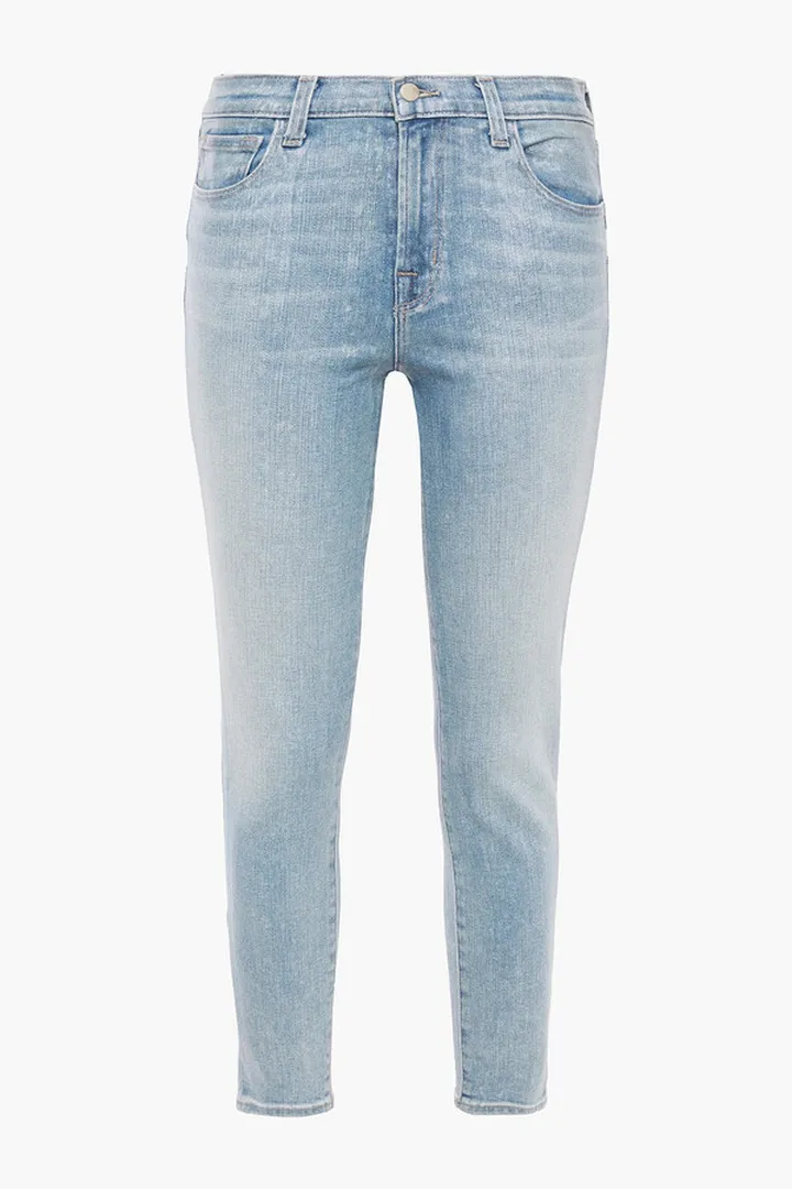 835 Cropped Holographic Mid-Rise Skinny Jeans