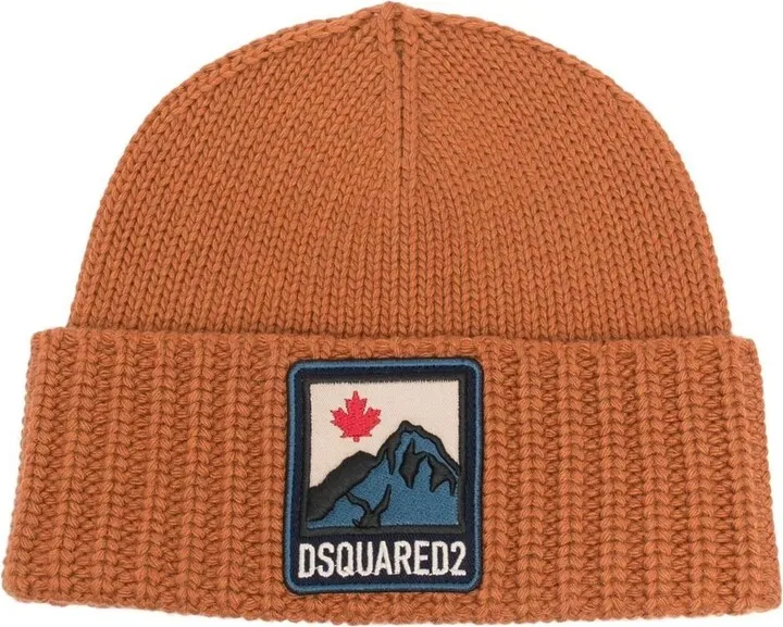 Logo-Patch Ribbed Beanie