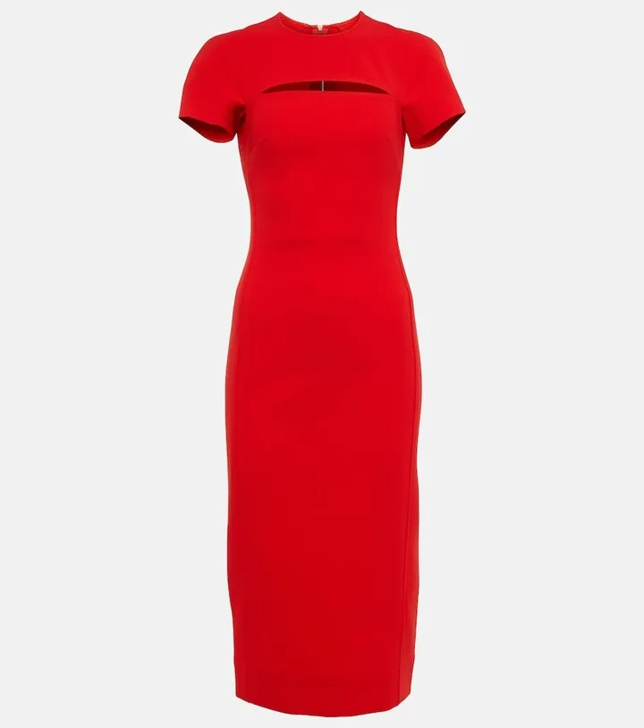 Peekaboo crepe midi dress