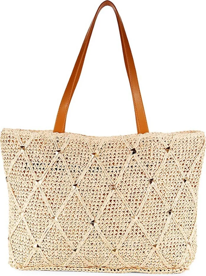 Quilted Straw Tote